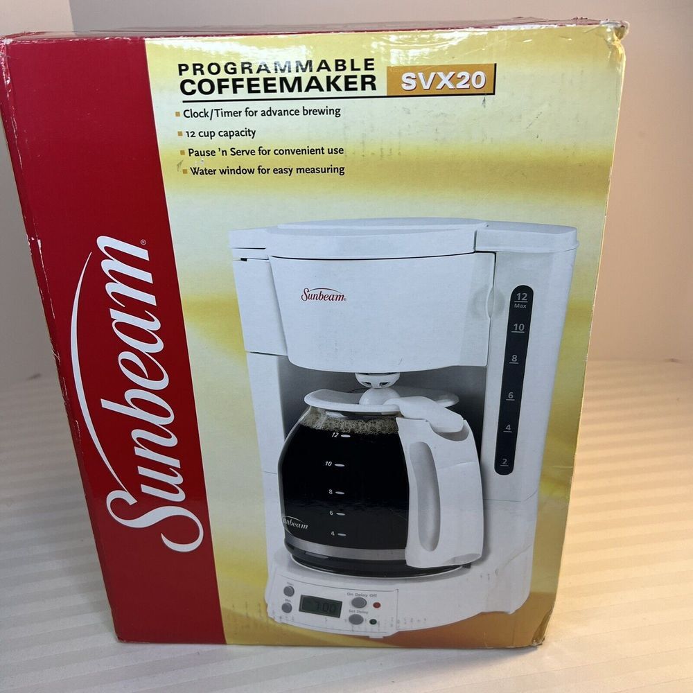 Vtg Sunbeam 12‎ Cup Coffeemaker Model SVX20 White 2005 Pause 'n Serve